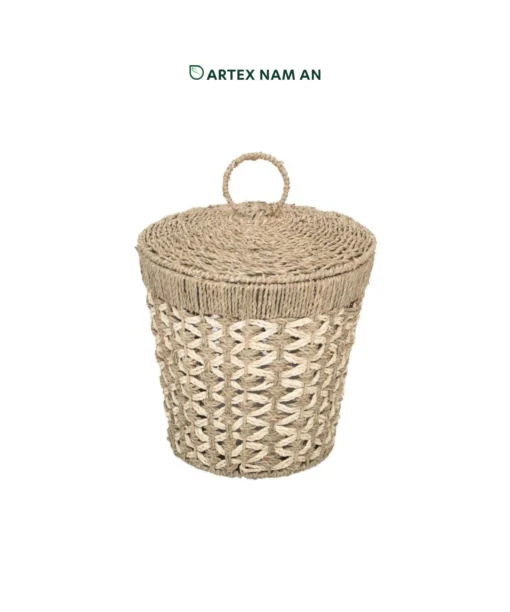 Wholesale Seagrass with Palm leaf Storage bin basket for toy storage, trash basket and everyday home organization in farmhouse and bohemian interiors. We welcome bulk orders, OEM/ODM collaborations and private label projects for retailers, wholesalers, sourcing agents and HORECA buyers.