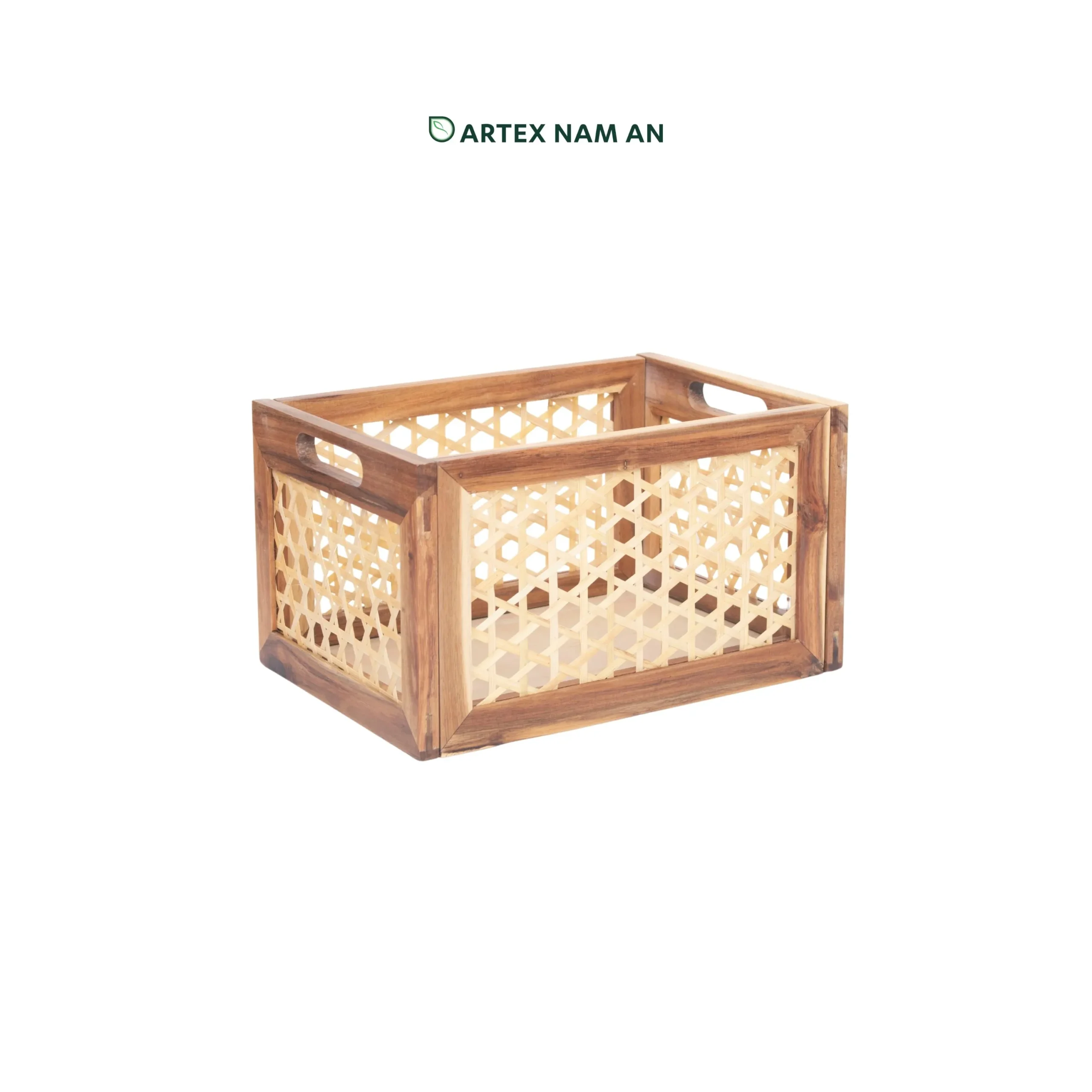 Wholesale Storage Basket made from Acacia Wood with Bamboo Mesh | Knock Down Design for Home, Office, Retail and HORECA Organization