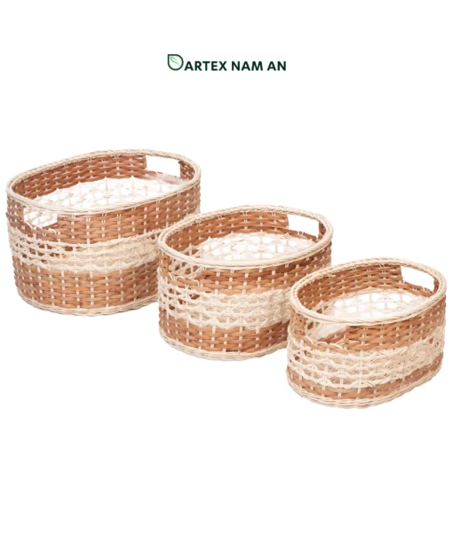 Wholesale Storage Basket made from rattan core for modern home, office, kitchen and bathroom organization in contemporary, midcentury and boho chic interiors. We welcome bulk orders, OEM/ODM collaborations, and private label projects for retailers, wholesalers, sourcing agents and HORECA buyers.