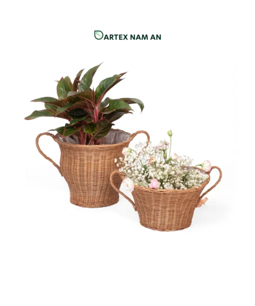 Wholesale Planter made from Rattan with Handles Mediterranean Inspired for Indoor Garden, Home, Office and HORECA Décor