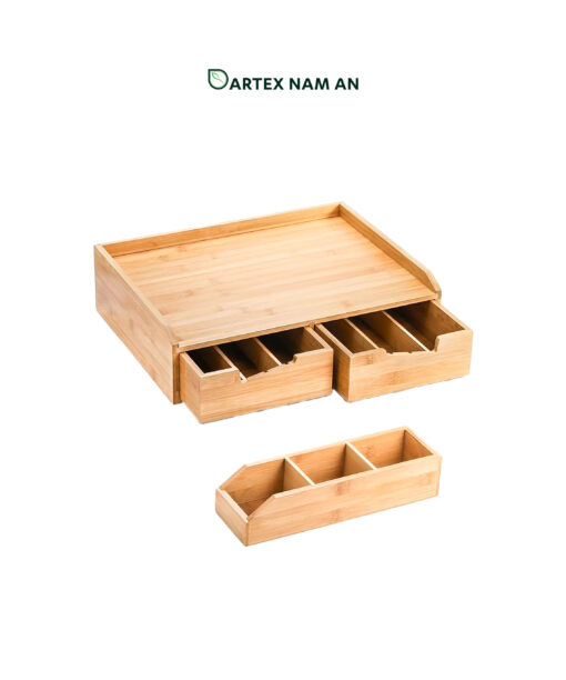 Storage Containers in Bulk Made from FSC Bamboo with Drawers for Coffee Pod and Tea Bag Organization