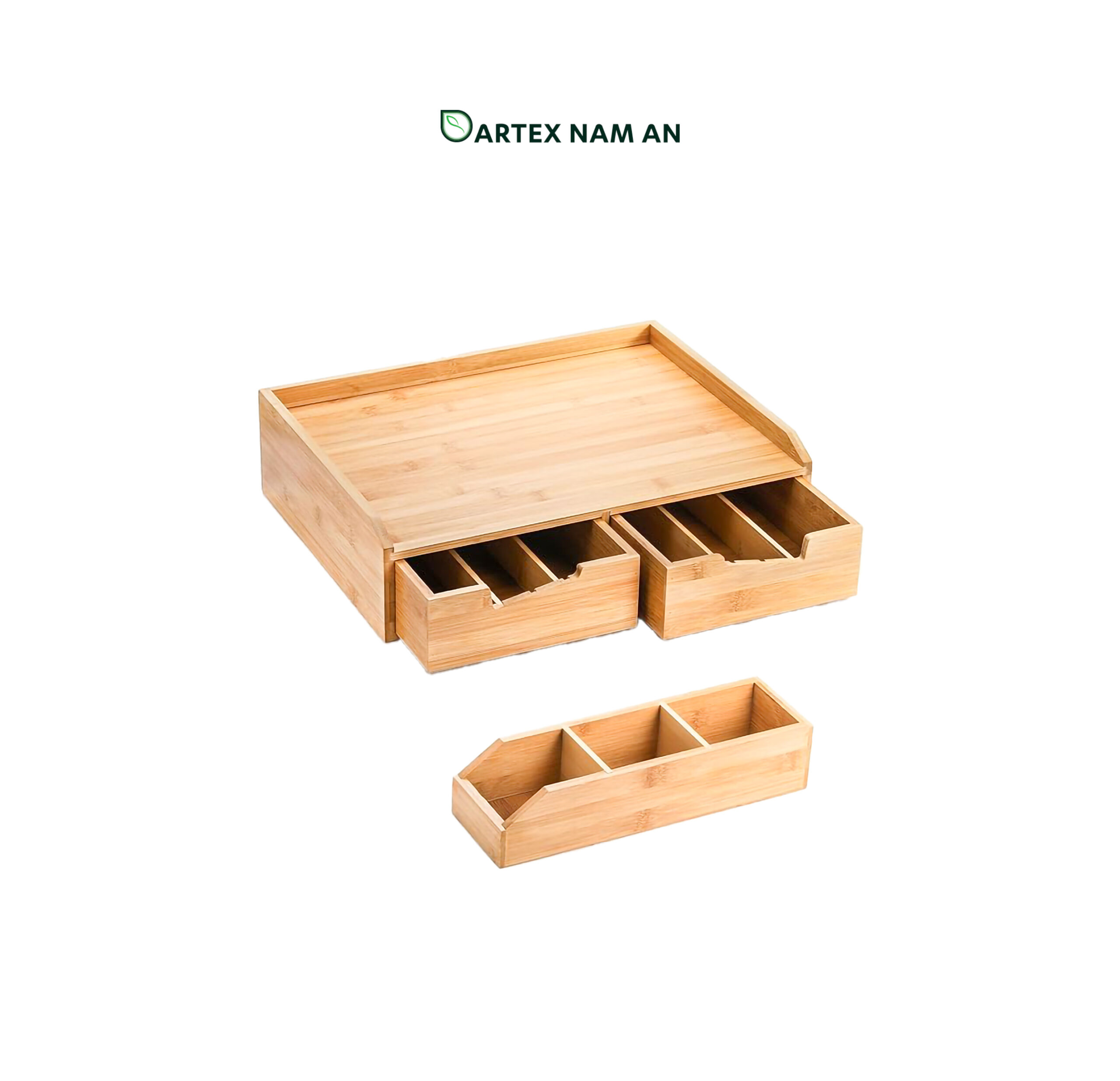 Storage Containers in Bulk Made from FSC Bamboo with Drawers for Coffee Pod and Tea Bag Organization