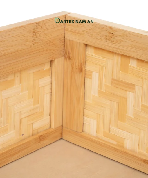 Optimize shipping volume and storage footprint with our low-profile Wholesale Storage Basket. Features a flat-pack knock-down design, premium herringbone woven bamboo panels, and dual handles. Ideal for drawer organization, HORECA amenities, office storage, and retail shelves. Bulk ready.