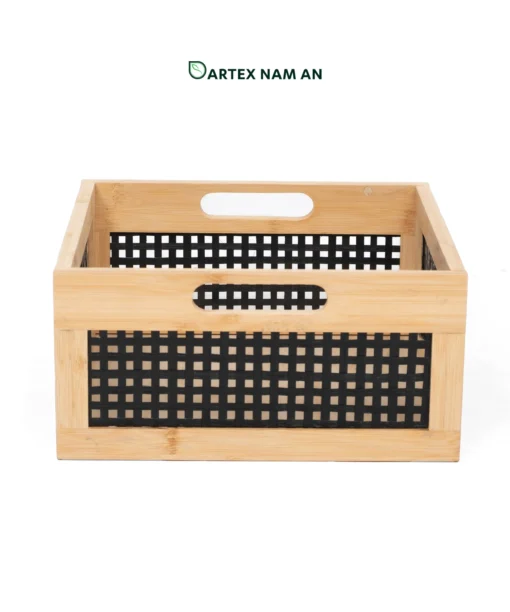 Optimize freight costs and elevate store displays with our knock-down Wholesale Storage Basket. Features a premium natural bamboo frame and black woven mesh panels. Perfect for HORECA, office, and retail storage. Smart flat-pack design. Bulk ready.