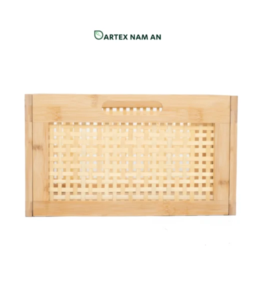 Optimize freight margins with our rectangular Wholesale Storage Basket. Features a flat-pack knock-down design, open-square woven bamboo panels, and multi-directional 4-way handles. Ideal for HORECA utilities, office organization, and home retail shelves. Bulk ready.