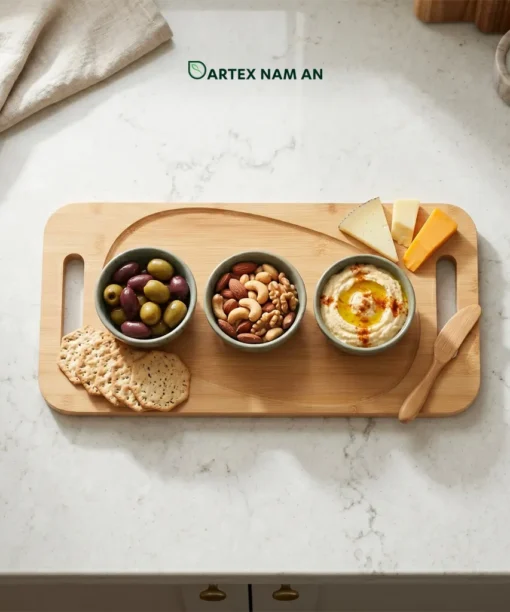 Wholesale Serving Tray Natural Bamboo with Dual Handles and Oval Recess for HORECA, Home, and Retail