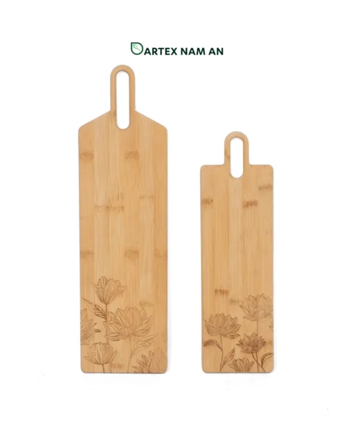 Natural Bamboo Wholesale Serving Tray with Floral Engraved for HORECA, Boutique Retail, and Corporate Gifting