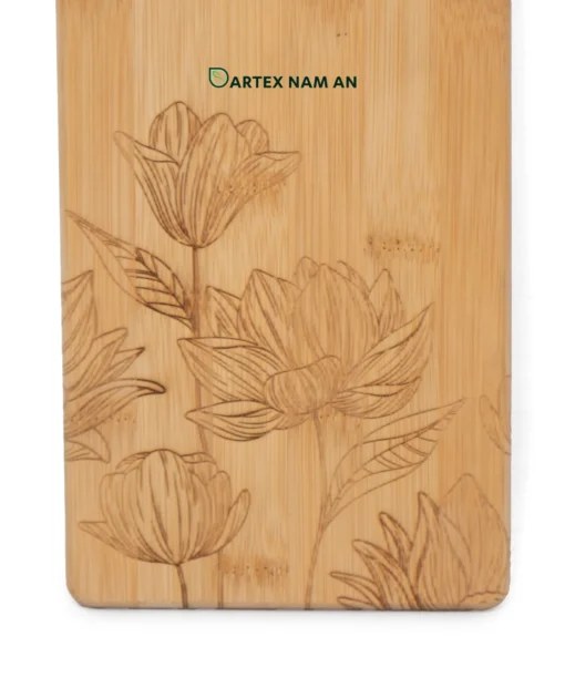 Natural Bamboo Wholesale Serving Tray with Floral Engraved for HORECA, Boutique Retail, and Corporate Gifting
