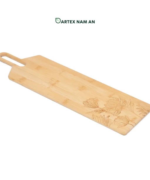 Natural Bamboo Wholesale Serving Tray with Floral Engraved for HORECA, Boutique Retail, and Corporate Gifting