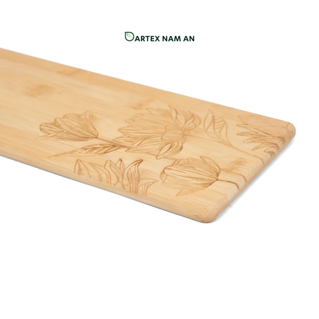 Natural Bamboo Wholesale Serving Tray with Floral Engraved for HORECA, Boutique Retail, and Corporate Gifting
