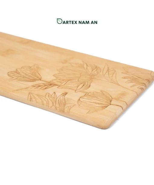 Natural Bamboo Wholesale Serving Tray with Floral Engraved for HORECA, Boutique Retail, and Corporate Gifting
