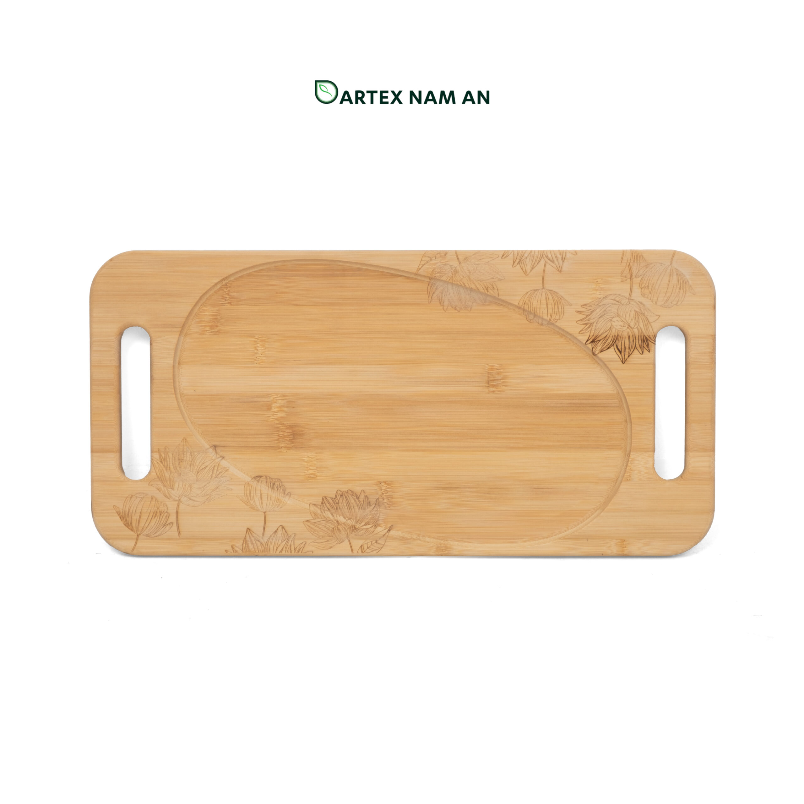Natural Bamboo Wholesale Serving Tray Floral Laser-Engraved with Juice Groove for HORECA, Retail, and Corporate Hospitality Expand your catalog with our premium natural bamboo Wholesale Serving Tray. Features dual cut-out handles, artistic floral engravings, and an asymmetrical groove. Ideal for HORECA, corporate events, and Japandi-style retail. Durable, sustainable, and ready for bulk sourcing.