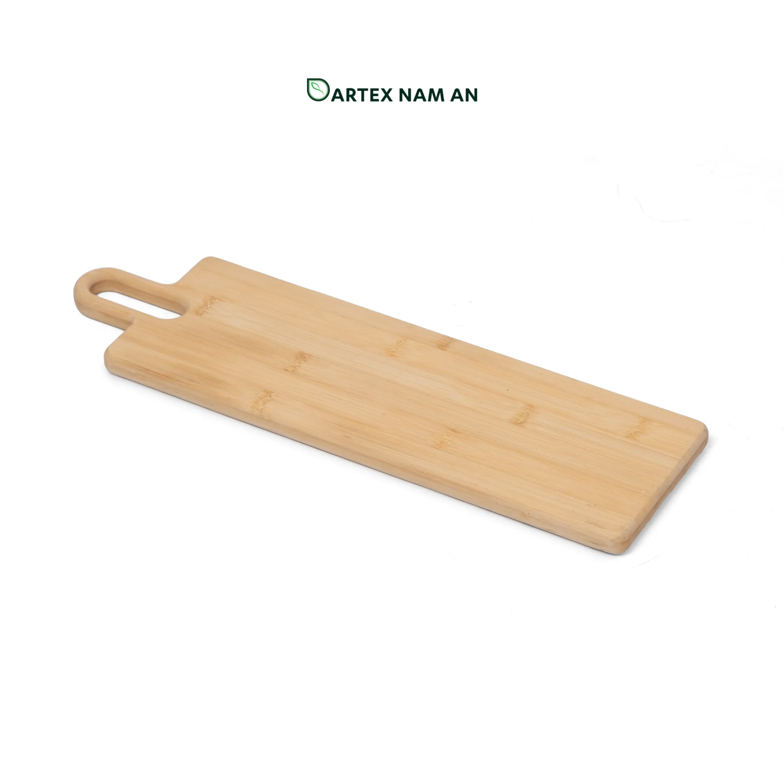 DSCF1832 Boost table efficiency with our elongated natural bamboo Wholesale Serving Tray. Featuring a crisp geometric rectangle profile and a sturdy paddle handle. Perfect for space-saving food service in HORECA, corporate pantries, and modern retail collections. Durable, eco-friendly, and ready for bulk orders.