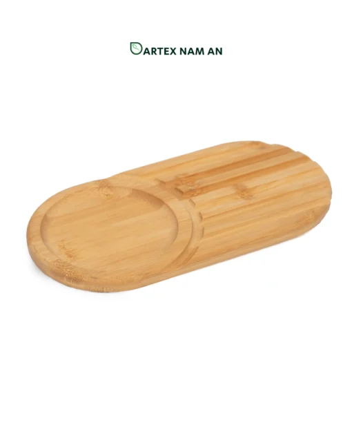 Expand your inventory with our individual-sized Wholesale Serving Tray crafted from 100% natural bamboo. Features a smart mug holder and pastry section. Perfect for cafes, hotels, office breakrooms, and retail. Fits Japandi, Scandinavian, and Minimalist interior styles. Contact for bulk pricing.