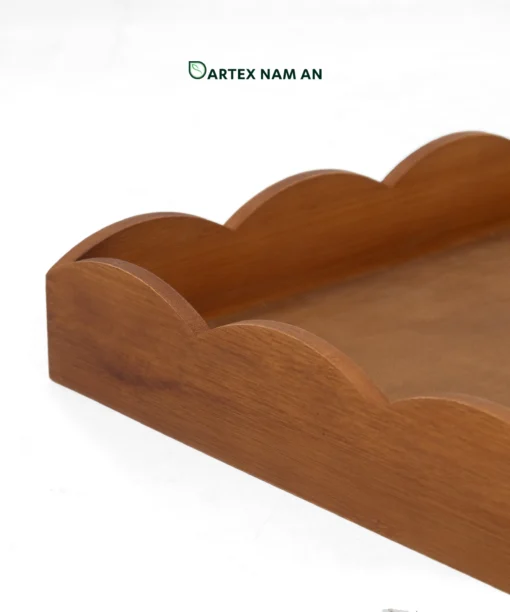 Discover our premium Wholesale Serving Tray crafted from sustainable natural bamboo with a sophisticated black finish. Featuring a unique scalloped 