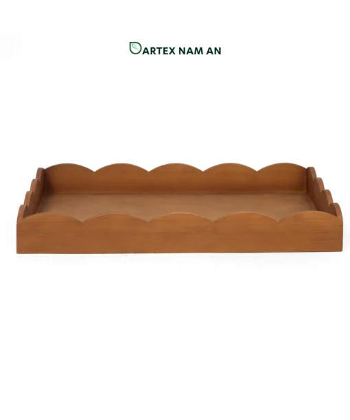Discover our premium Wholesale Serving Tray crafted from sustainable natural bamboo with a sophisticated black finish. Featuring a unique scalloped "wavy" edge, this eco-friendly tray is perfect for HORECA, office hospitality, and retail. Durable, stylish, and ideal for Japandi or Minimalist interiors. Bulk pricing available.