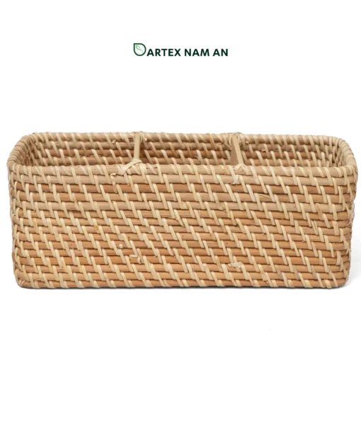 Discover our premium 3-compartment Wholesale Rattan Basket. Hand-woven from natural rattan with sturdy bamboo dividers. Ideal as a restaurant cutlery holder, office desk organizer, or home vanity caddy. Complements Japandi and Minimalist styles. Bulk sourcing ready.