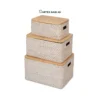 Optimize your storage inventory with our 3-piece nesting Wholesale Rattan Basket set. Hand-woven from washed natural rattan with solid, removable bamboo lids and integrated handles. Ideal for HORECA room amenities, modern offices, and retail shelves. Fits Japandi and Scandinavian decors. Bulk ready.