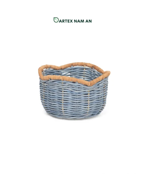 Expand your collection with our premium Wholesale Rattan Planter set of 3 nesting baskets. Featuring a distinctive slate blue dyed finish and an organic scalloped natural rim. Perfect for indoor gardens, boutique hotel lobbies, contemporary offices, and lifestyle retail. Durable, stackable, and bulk-ready.