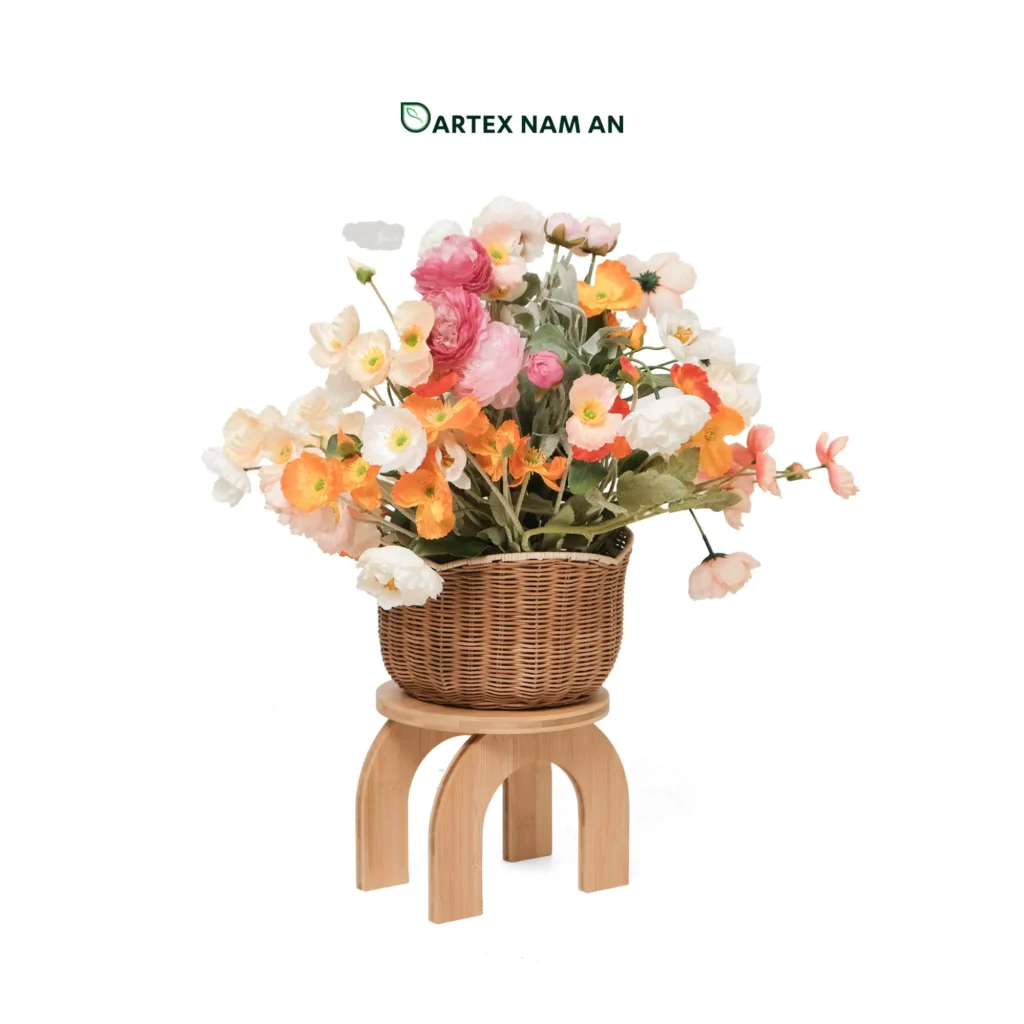 Elevate your inventory with our premium Wholesale Plant Stand crafted from 100% natural bamboo. Features a modern round top and unique contemporary arched legs. Ideal for Japandi, Scandinavian, and Minimalist interior styling. Durable, sustainable, and perfect for commercial or residential sourcing.