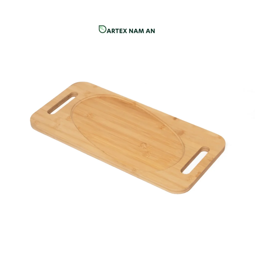 Wholesale Serving Tray Natural Bamboo with Dual Handles and Oval Recess for HORECA, Home, and Retail