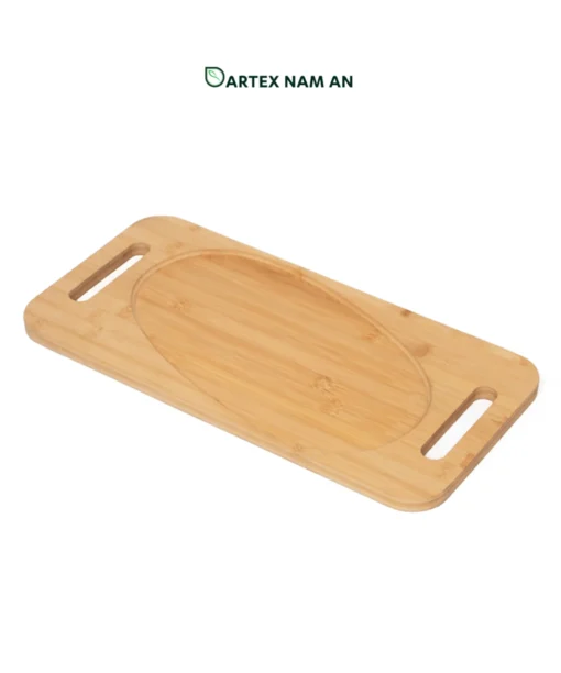 Wholesale Serving Tray Natural Bamboo with Dual Handles and Oval Recess for HORECA, Home, and Retail