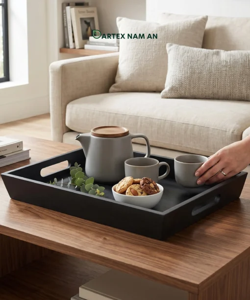 Wholesale Serving Tray in Black with Integrated Handles for HORECA, Office, and Home