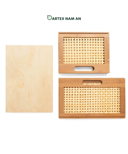 Lower international shipping costs with our knock-down Wholesale Storage Basket. Crafted from premium natural bamboo with breathable woven webbing and 4-way handles. Ideal for HORECA, offices, and retail shelves. Bulk ready.