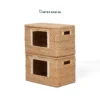 Optimize commercial vertical space with our modular stackable Wholesale Rattan Basket. Hand-woven rattan with solid bamboo lids and front-access windows for easy retrieval. Perfect for HORECA room amenities, offices, and modern retail. Bulk ready.