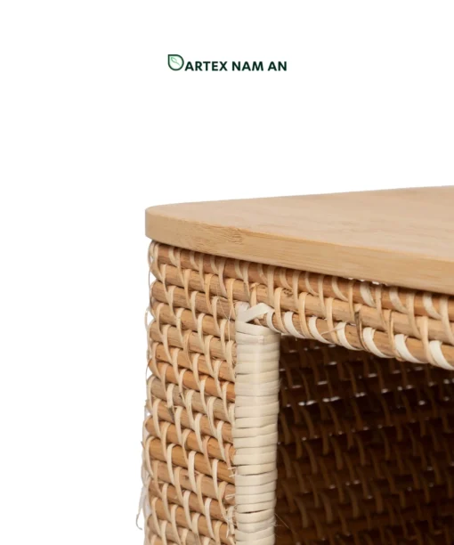 Optimize commercial vertical space with our modular stackable Wholesale Rattan Basket. Hand-woven rattan with solid bamboo lids and front-access windows for easy retrieval. Perfect for HORECA room amenities, offices, and modern retail. Bulk ready.
