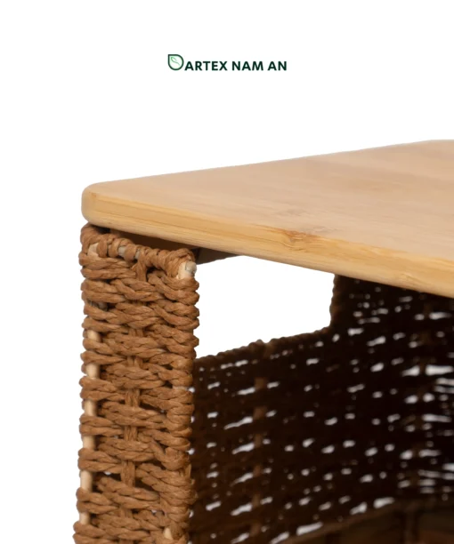 Optimize commercial vertical space with our modular Wholesale Storage Basket tower. Handwoven from water hyacinth and paper cord with a solid bamboo mid-lid. Features a front-loading base bin. Perfect for HORECA, offices, and retail. Bulk ready.