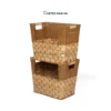 Optimize your vertical shelf space with our 2-tier stackable Wholesale Storage basket set. Handwoven from premium water hyacinth and paper cord with an accessible open-front scoop design. Perfect for HORECA utilities, office sorting, and modern retail. Bulk ready.