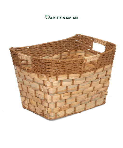Optimize your storage inventory with our versatile Wholesale Storage Basket. Handwoven from natural water hyacinth and durable paper cord, featuring a hidden bamboo frame and multi-directional 4-way handles. Ideal for HORECA utilities, office sorting, and modern retail shelves. Bulk ready.