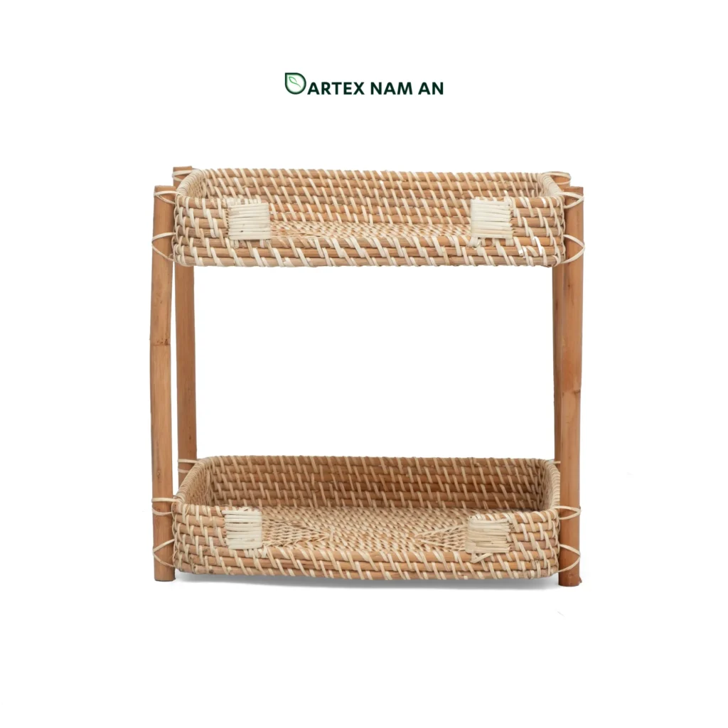 Rattan Shelf Wholesale 2-Tier Natural Handwoven - Artex Nam An