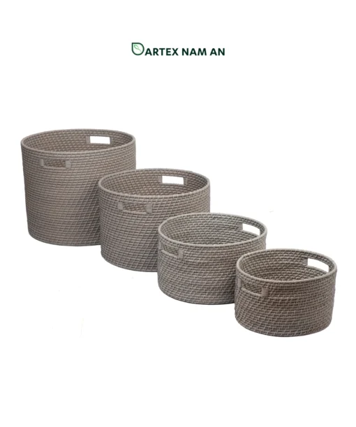 Source direct from a leading vietnam wholesaler. Our eco-friendly Wholesale Storage Basket 4-piece set is handwoven from premium-grade rattan with handles. High-quality artisanal bins for HORECA, offices, and home retail. Bulk ready.