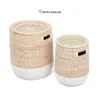 Expand your inventory with our eco-friendly Wholesale Rattan Basket set of 2. Featuring artisanal two-tone handweaving and decorative floral inlay lids. High-quality, premium-grade storage solution for HORECA, corporate offices, and home retail. Bulk order ready.