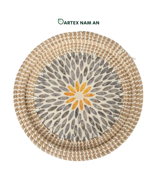 Expand your inventory with our eco-friendly Wholesale Rattan Basket set of 2. Featuring artisanal two-tone handweaving and decorative floral inlay lids. High-quality, premium-grade storage solution for HORECA, corporate offices, and home retail. Bulk order ready.