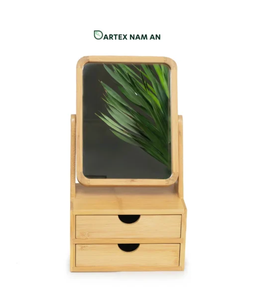 Streamline vanity and counter organization with our natural bamboo Wholesale Storage Box. Features 2 pull-out drawers and a swiveling mirror for cosmetics, jewelry, and HORECA guest rooms. Bulk ready.