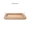 Optimize vanity and counter storage with our natural Wholesale Rattan Tray. Handwoven with a thick rolled rim and standing handles for guest towels, HORECA amenities, and office organization. Bulk trade ready.