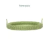 Expand your inventory with our sage green Wholesale Tray. Handwoven from natural rattan with a thick rolled rim and upright handles for HORECA, corporate offices, and lifestyle retail. Bulk order ready.