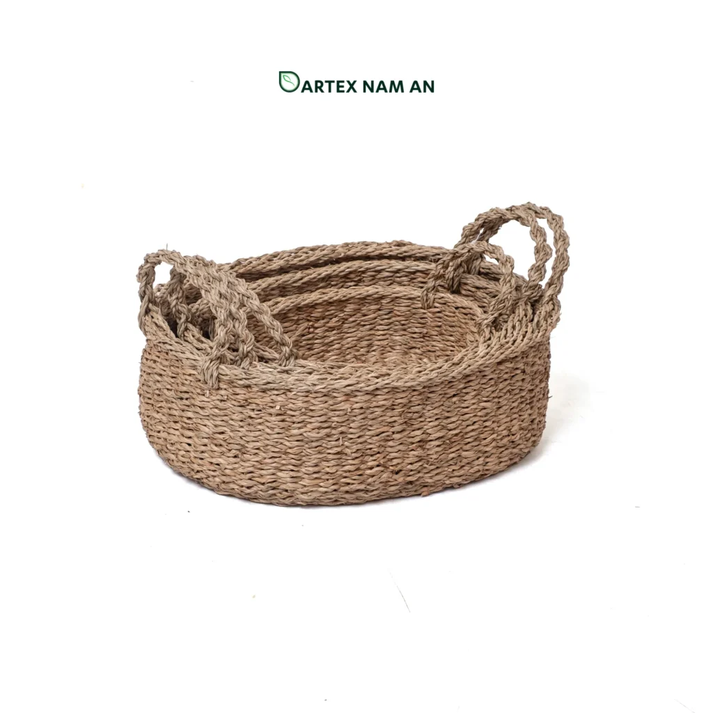 Shallow Oval Handwoven Seagrass Wholesale Storage Basket - Artex Nam An
