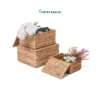 Streamline organizational inventory with our lidded Wholesale Storage basket set of 3. Handwoven from natural water hyacinth over a rigid frame for HORECA amenities, office storage, and home decor retail. Bulk trade ready.