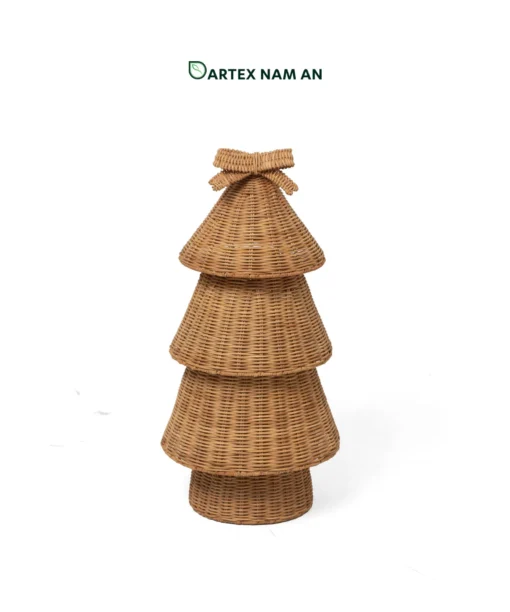Boost seasonal sales with our Wholesale Rattan Christmas Tree. Handwoven 3-tier rattan tree with a bow topper. Eco-friendly festive decor for HORECA venues, corporate offices, and lifestyle home retail. Bulk order ready.