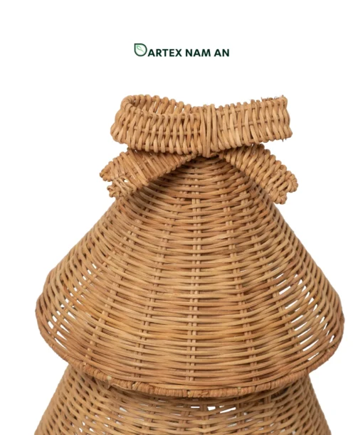 Boost seasonal sales with our Wholesale Rattan Christmas Tree. Handwoven 3-tier rattan tree with a bow topper. Eco-friendly festive decor for HORECA venues, corporate offices, and lifestyle home retail. Bulk order ready.