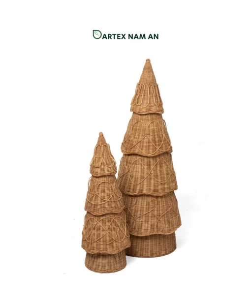 Expand seasonal inventory with our Wholesale Rattan Christmas Tree. Handwoven multi-tier rattan trees featuring ornamental bent-rattan loop overlays. Eco-friendly festive decor for HORECA venues, corporate offices, and lifestyle home retail. Bulk order ready.