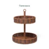Maximize vertical table presentation with our 2-tier Wholesale Serving Tray. Handwoven from natural rattan with a multi-tone rim pattern and central ring handle for HORECA buffets, corporate offices, and lifestyle home retail. Bulk order ready.