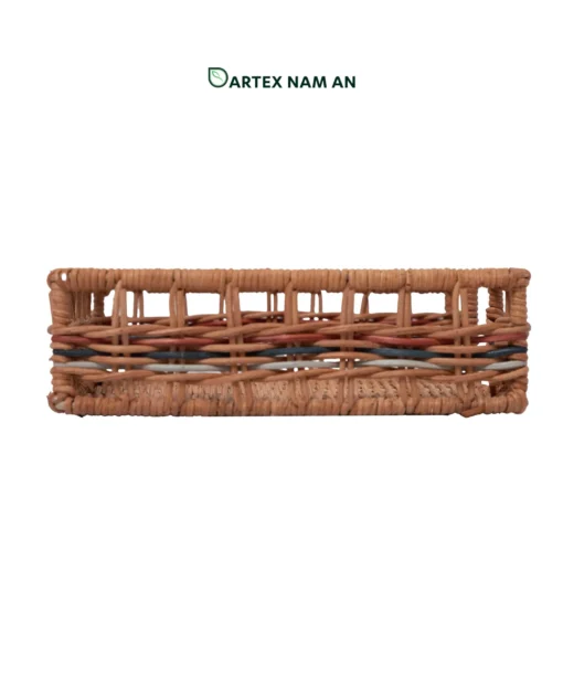Organize vanity tops and active desks with our natural rattan Wholesale Tray. Featuring a front access cutout, this versatile wholesale paper tray and wholesale basket caddy is engineered for HORECA guest amenities, corporate office sorting, and modern home retail. Bulk order ready.