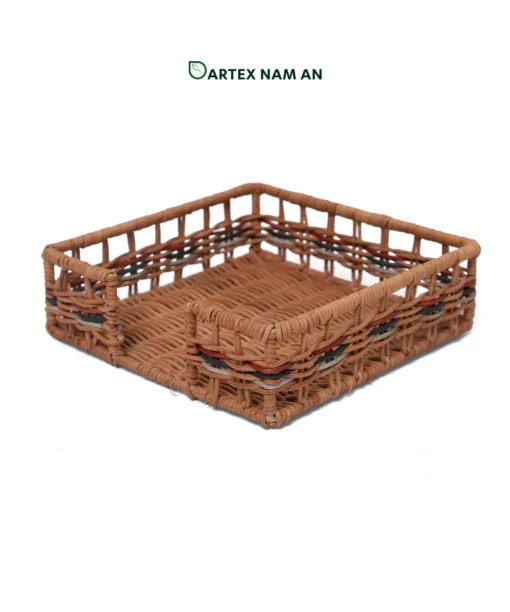 Organize vanity tops and active desks with our natural rattan Wholesale Tray. Featuring a front access cutout, this versatile wholesale paper tray and wholesale basket caddy is engineered for HORECA guest amenities, corporate office sorting, and modern home retail. Bulk order ready.
