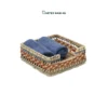 Organize tables and vanities with our square natural seagrass Wholesale Basket. Handwoven with colorful accents and a front cutout for HORECA, offices, and home retail. Bulk order ready.
