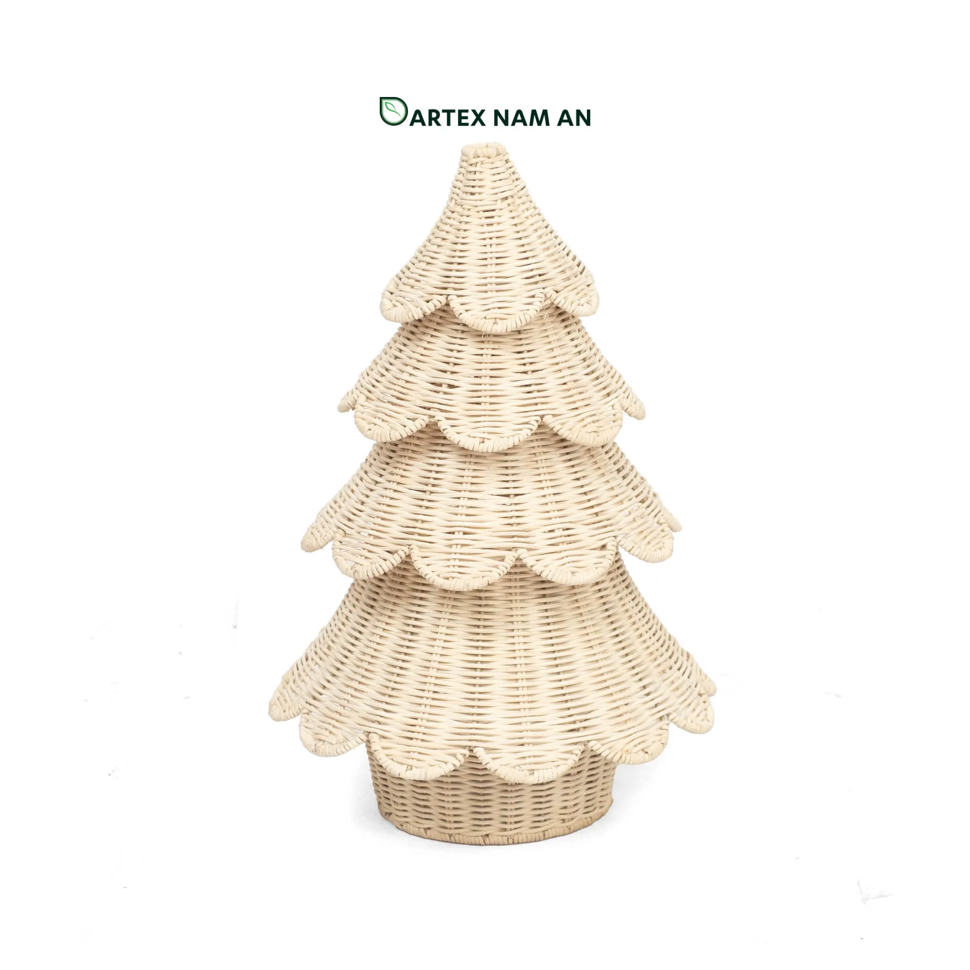 Wholesale Rattan Christmas Tree Nestable Modular Tabletop & Floor Holiday Decor for HORECA, Office, and Home Retail Expand seasonal inventory with our nestable Wholesale Rattan Christmas Tree. Featuring a 5-tier scalloped design in cream rattan, it nests flat for low-cost bulk shipping and premium HORECA holiday staging. Bulk ready.
